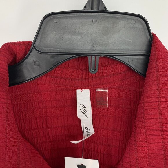 NY Collection Top Red Button Down Roll Tab 3/4 Sleeve NWT - Picture 4 of 10